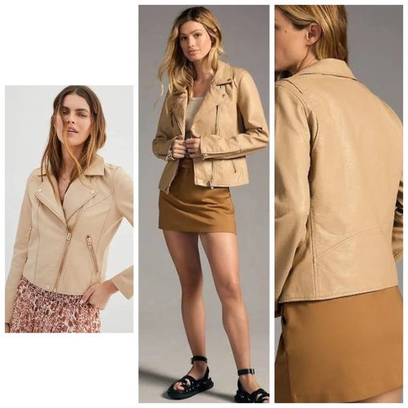 Blank NYC Moto Semi-Fit Jacket In Head To Toe Zipper Jacket Cream NWT 198 S - Picture 4 of 11